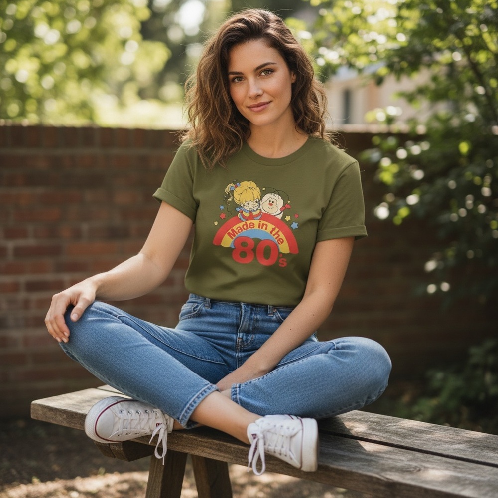 Attention 80’s Babies! Made in the 80's Rainbow Bright Ladies T-shirt - Picture 2 of 8